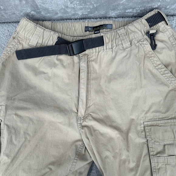 BC Clothing Mens Convertible Cargo Pants Size Mx 30 Khaki Zip Off Hiking Outdoor - Picture 3 of 13